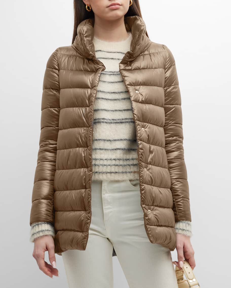 Herno Ribbed High-Low Down Puffer Jacket | Neiman Marcus