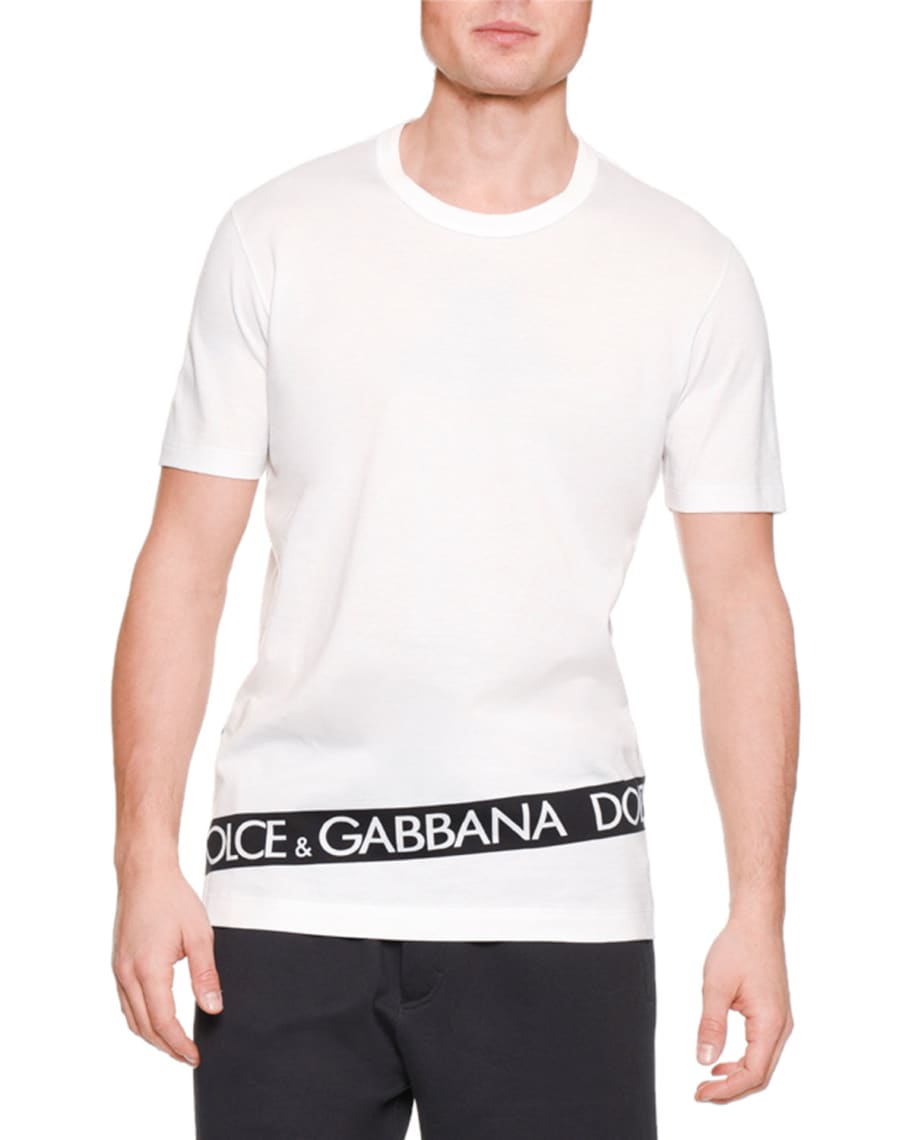 Dolce & Gabbana Men's Logo-Tape Crewneck T-Shirt | Neiman Marcus