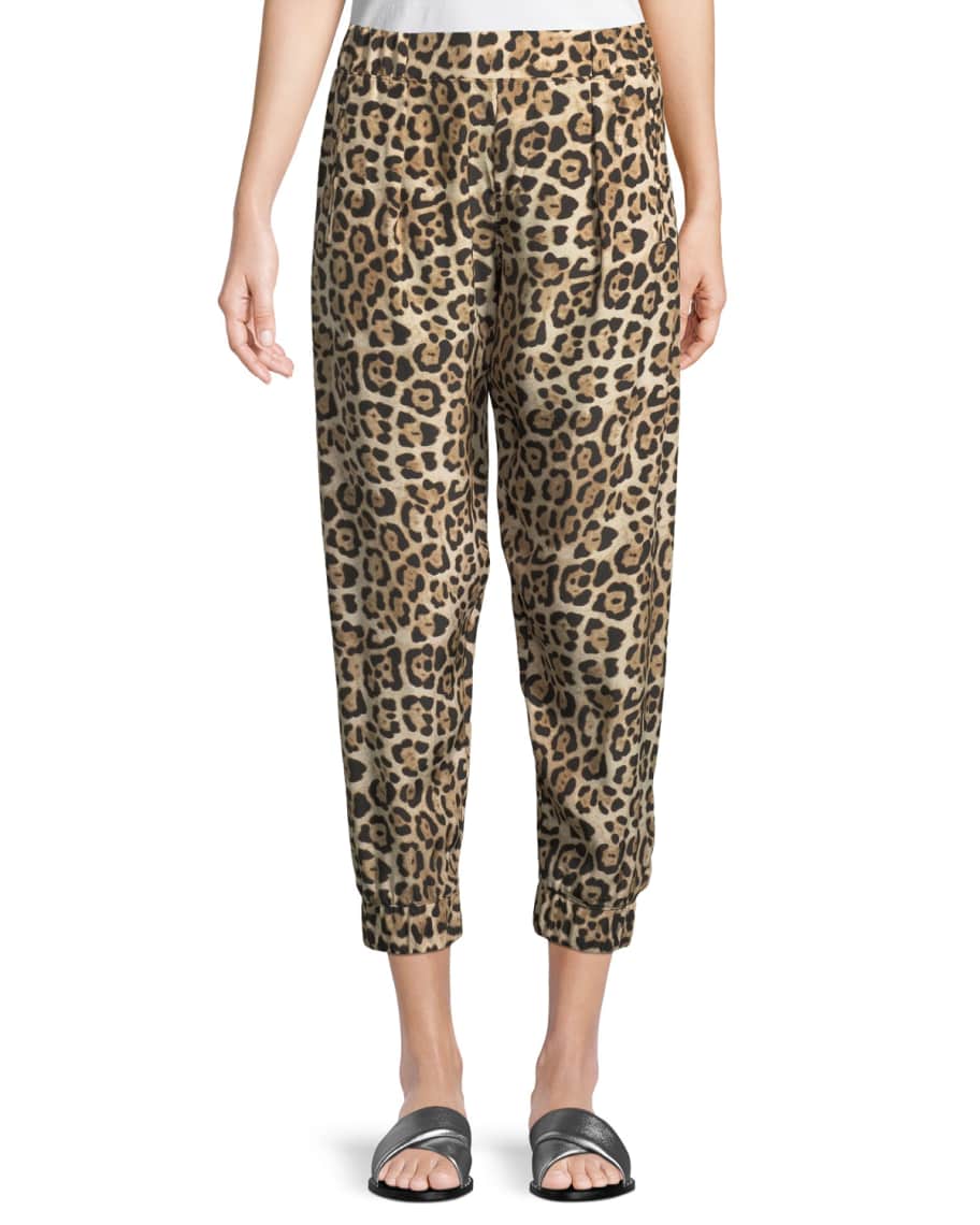 ATM Anthony Thomas Melillo Leopard-Print Silk Jogger Pants | Neiman Marcus