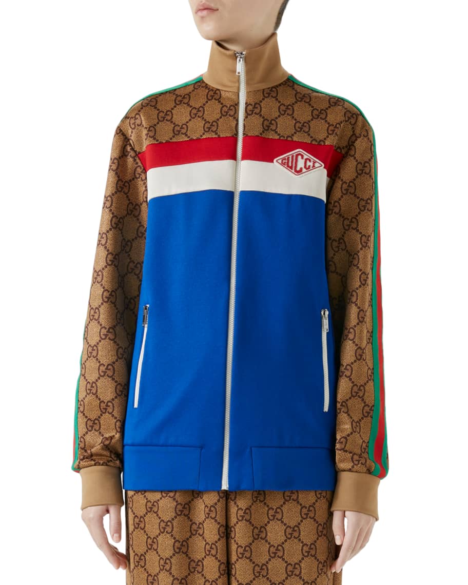 Gucci GG Technical Zip-Up Track Jacket | Neiman Marcus