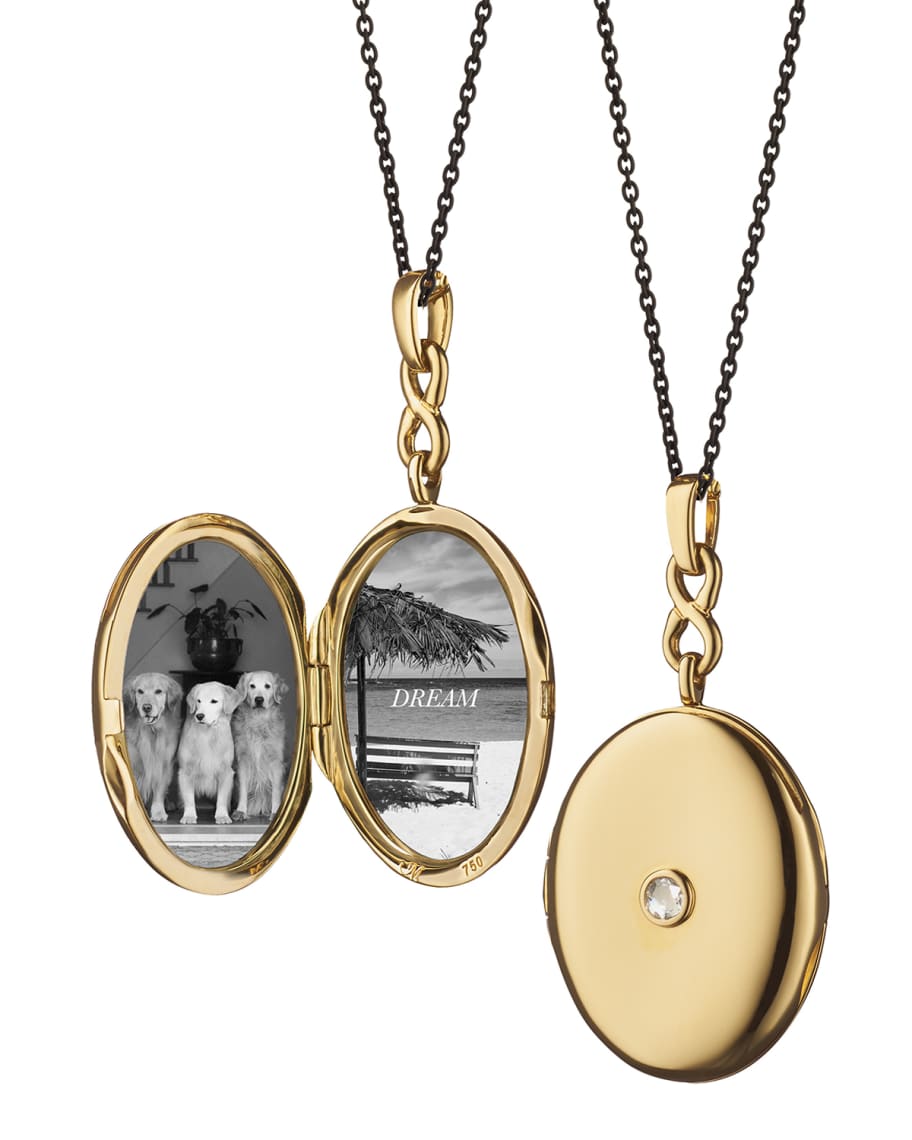 Monica Rich Kosann 18K Gold Locket Necklace with Diamond Center ...