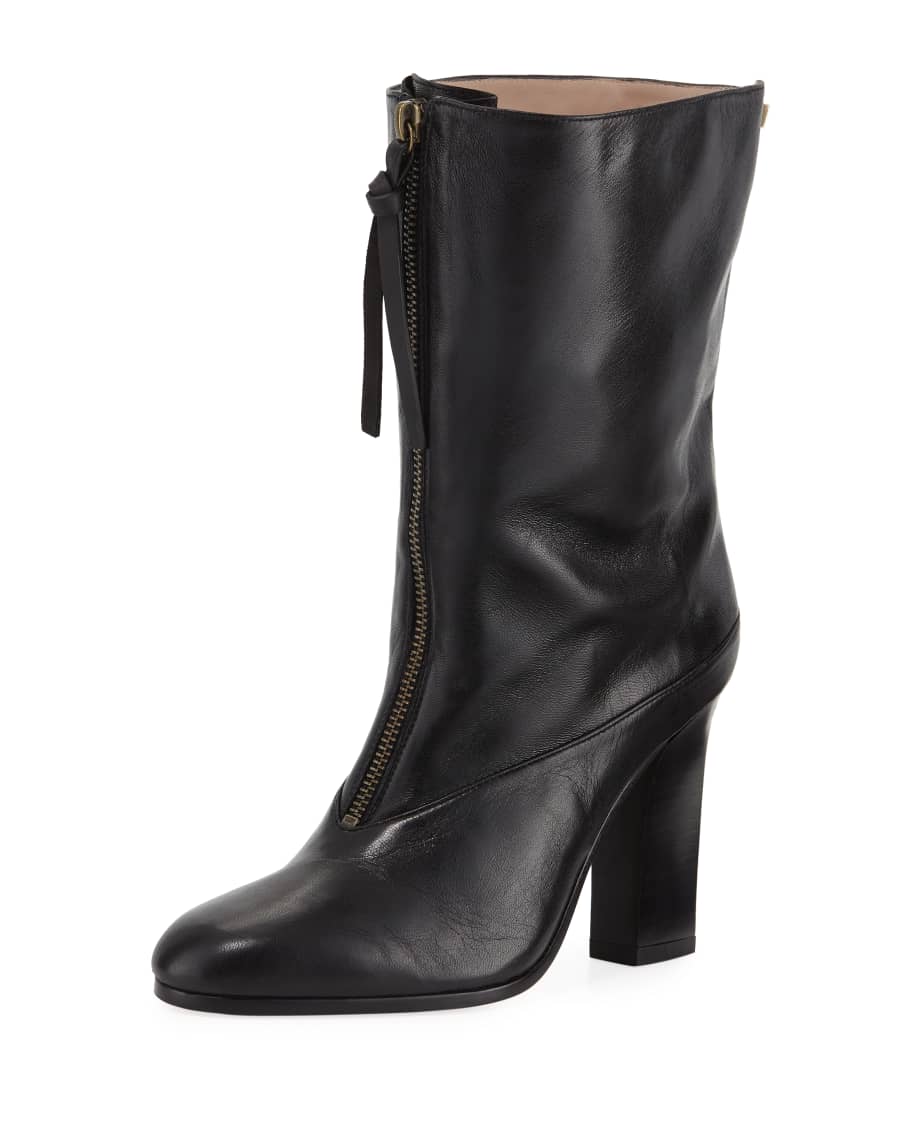 Stuart Weitzman Jett Slouchy Leather Zip Bootie Neiman Marcus