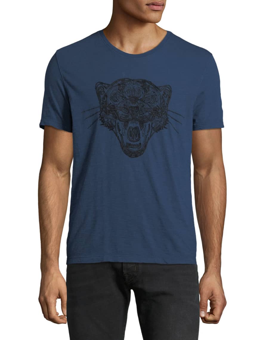 John Varvatos Star USA Men's Panther Head Embroidered T-Shirt | Neiman ...