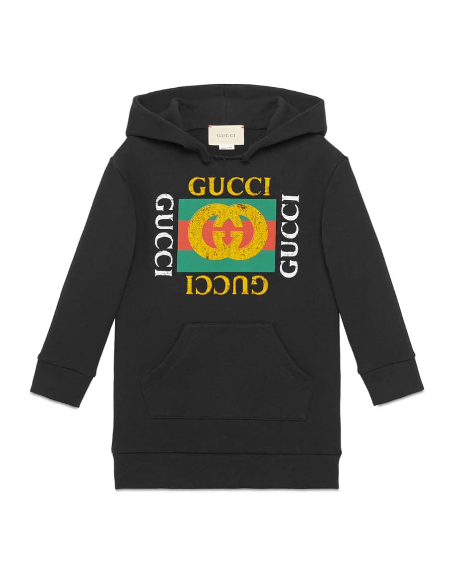Gucci Hooded Sweatshirt Dress w/ Vintage Logo, Size 4-10 | Neiman Marcus