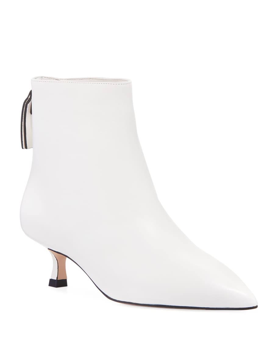 Stuart Weitzman Juniper Leather Kitten-Heel Booties | Neiman Marcus