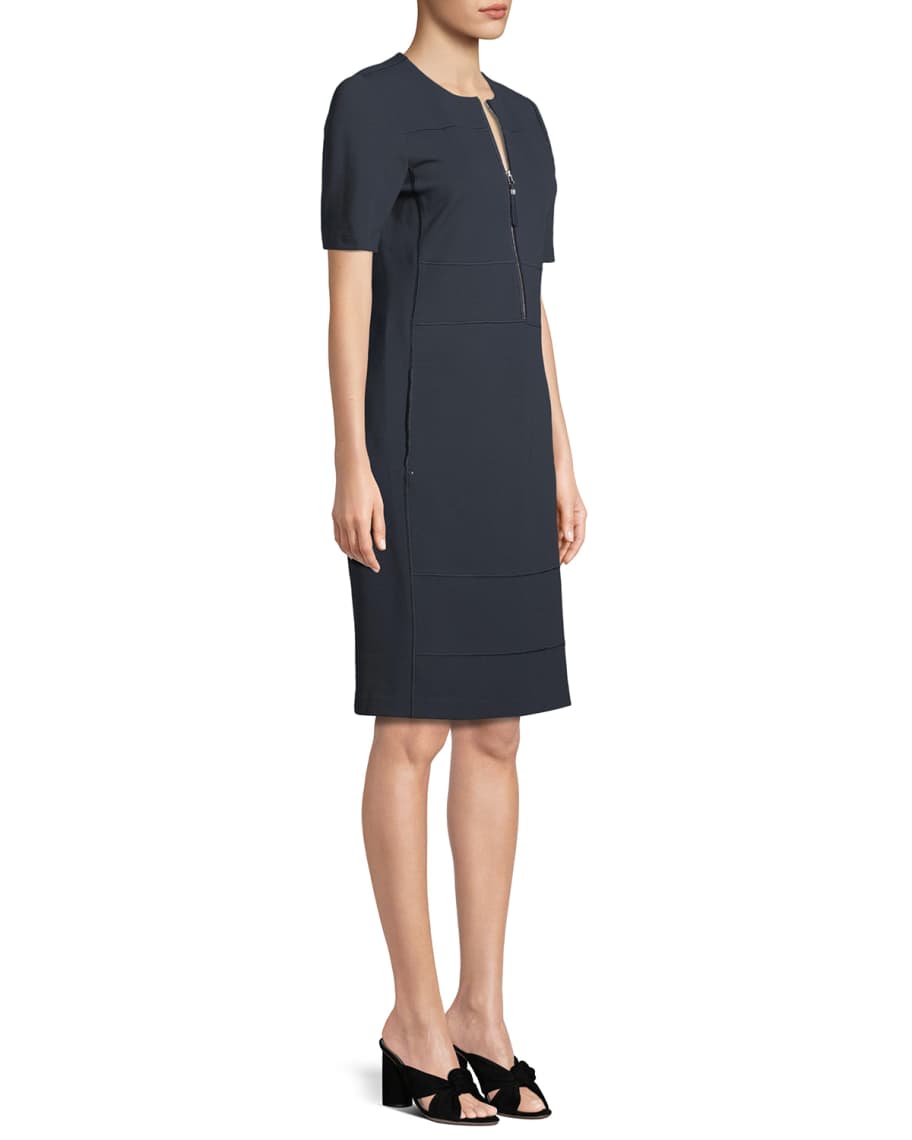 Lafayette 148 New York Demi Punto Milano Zip-Up Dress | Neiman Marcus
