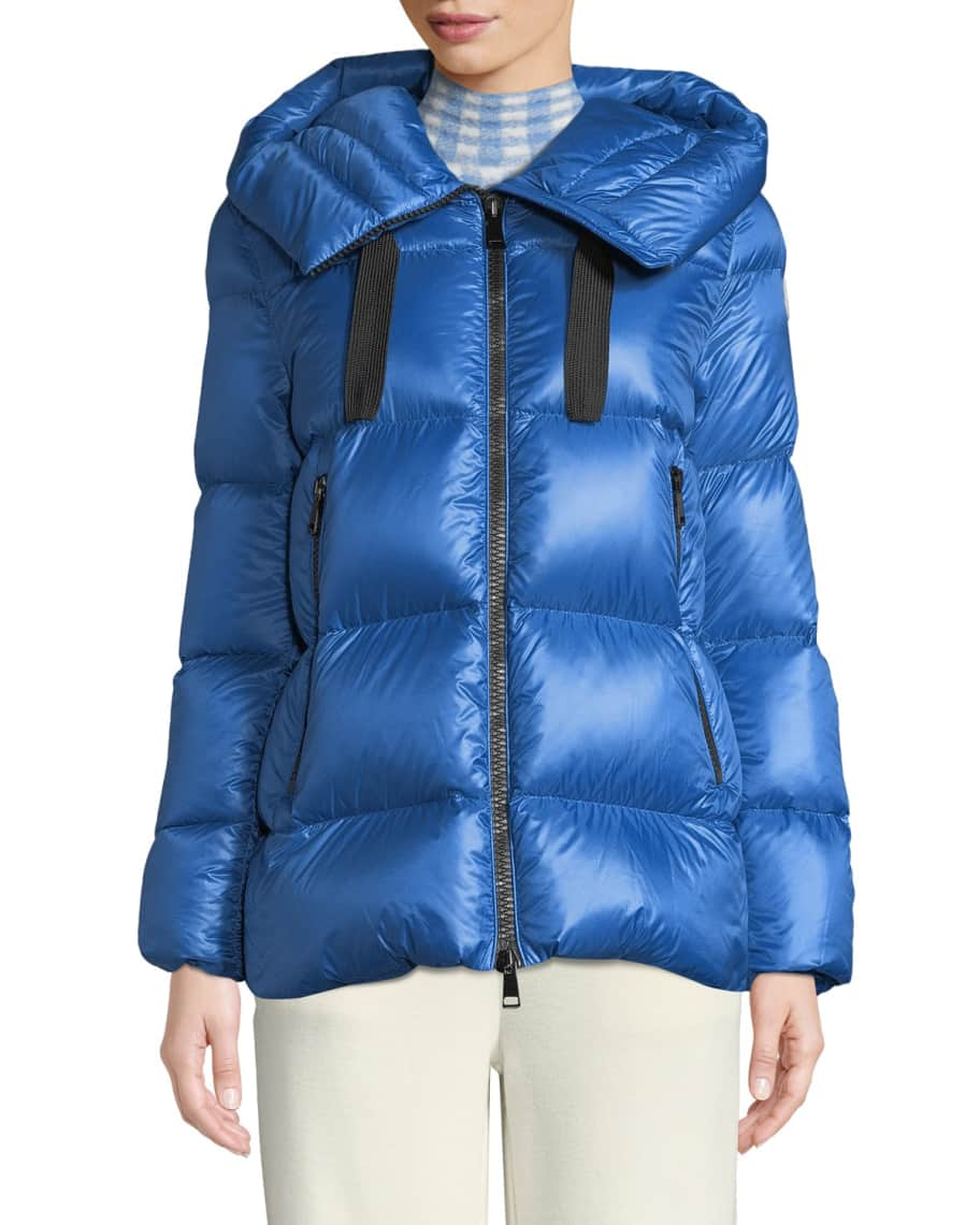 Moncler Serin Puffer Coat w/ Drawstring Hood | Neiman Marcus