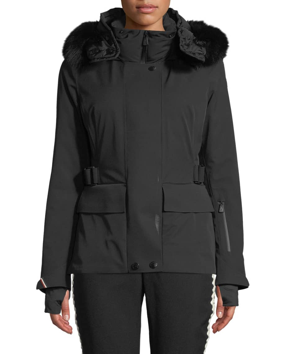 Moncler Grenoble Entova Parka Coat w/ Removable Fur Hood | Neiman Marcus