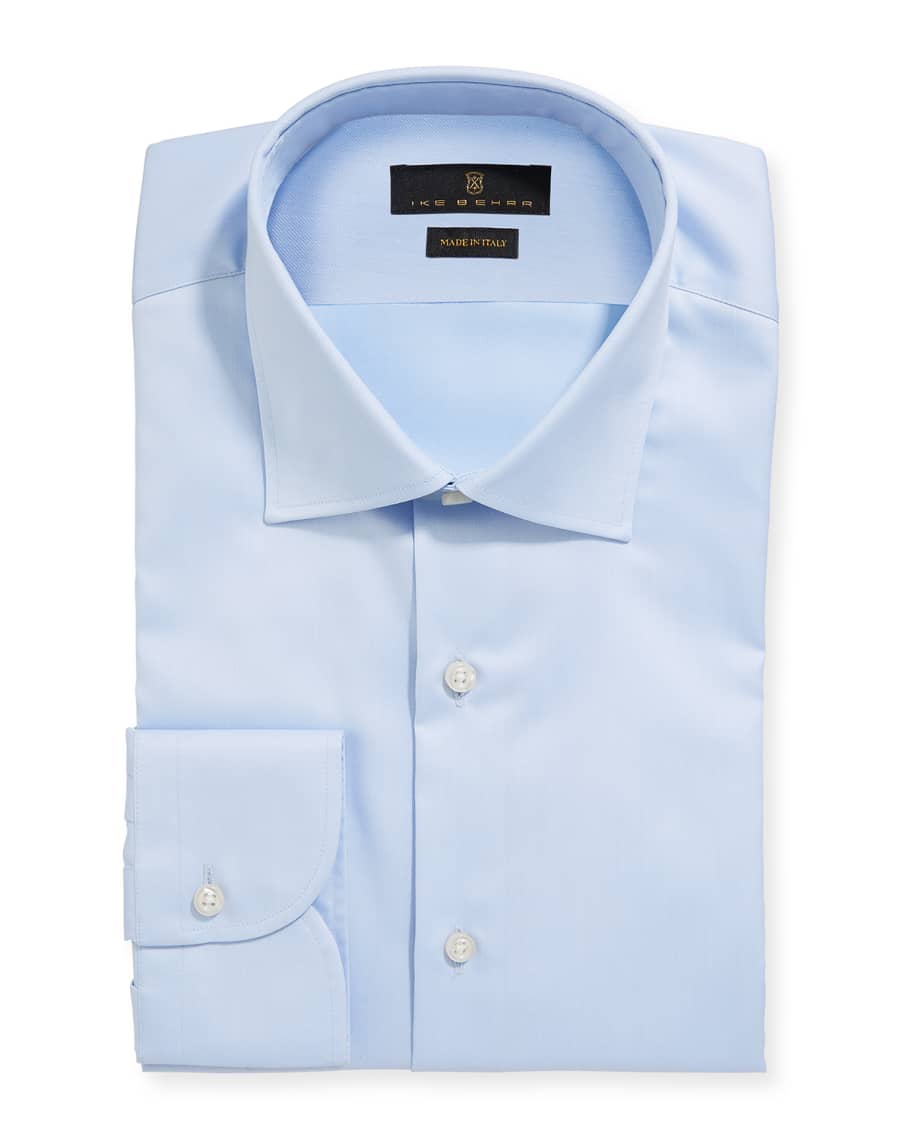 Ike Behar Men's Marcus Twill Barrel-Cuff Dress Shirt, Light Blue ...