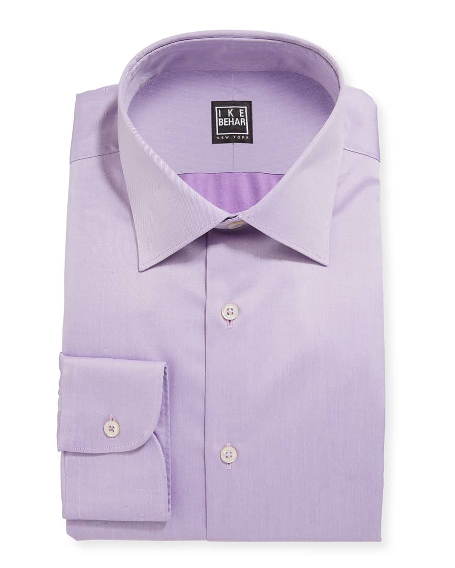 Ike Behar Men's Marcus Twill Barrel-Cuff Dress Shirt, Lavender