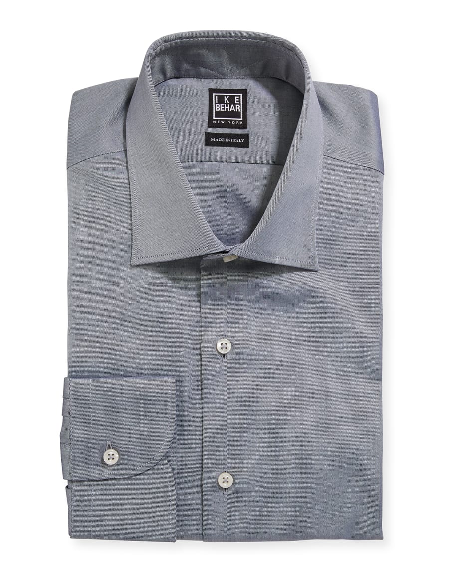 Ike Behar Men's Marcus Twill Barrel-Cuff Dress Shirt, Gray | Neiman Marcus