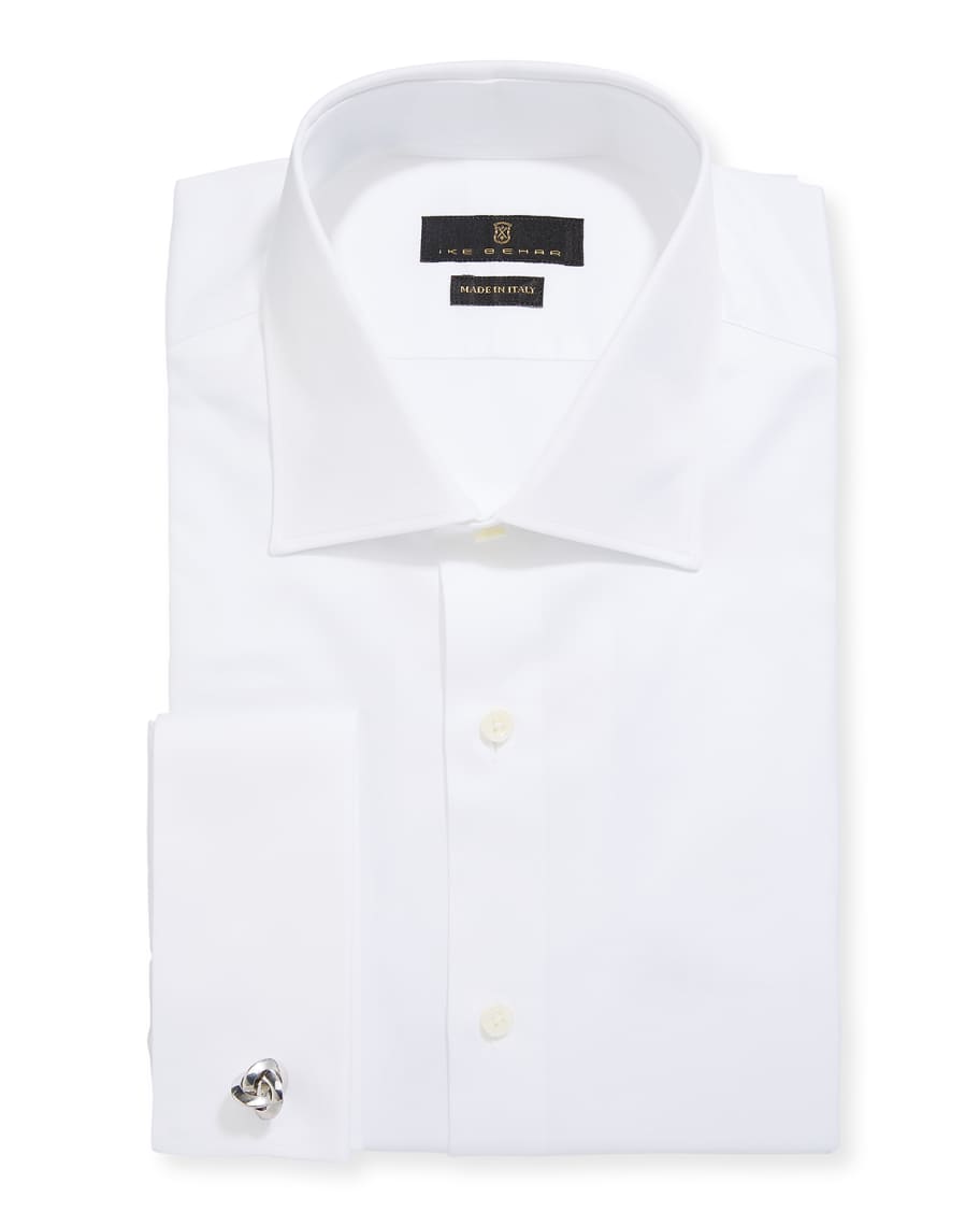 Ike Behar Men's Marcus Twill French-Cuff Dress Shirt, White