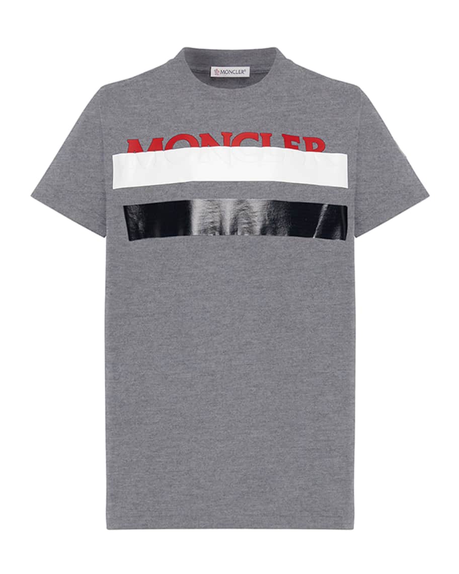 Moncler Colorblock T-Shirt w/ Hidden Logo Text, Size 8-14 | Neiman Marcus