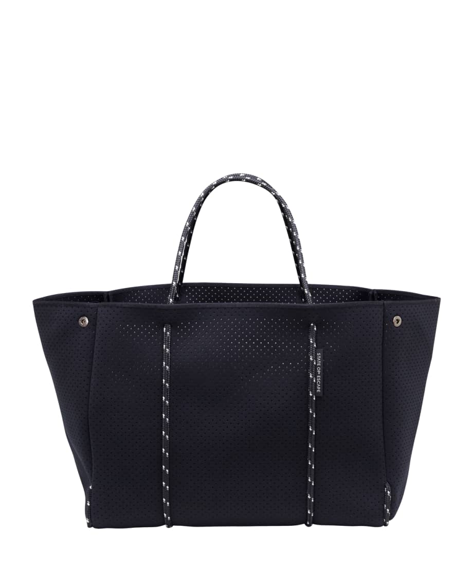 State of Escape Escape Perforated Tote Bag, Black | Neiman Marcus