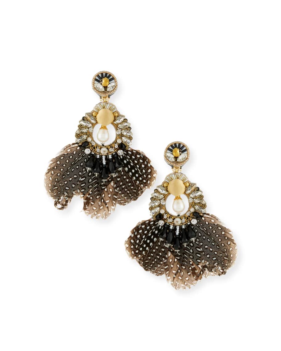 Ranjana Khan Carambola Feather ClipOn Earrings Neiman Marcus