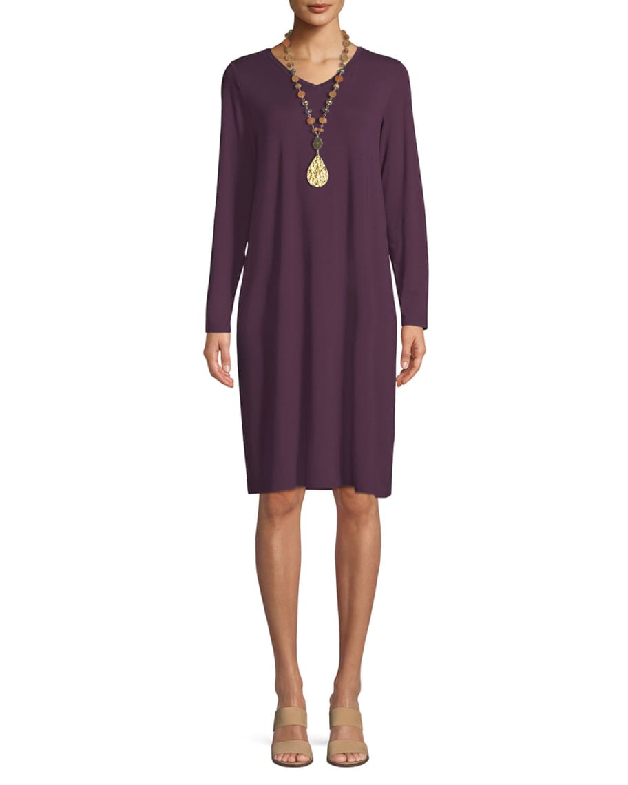 Eileen Fisher Plus Size Long Sleeve Viscose Jersey Dress Neiman