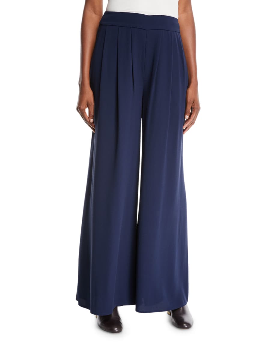 Eileen Fisher Silk Georgette Wide-Leg Pants, Plus Size | Neiman Marcus