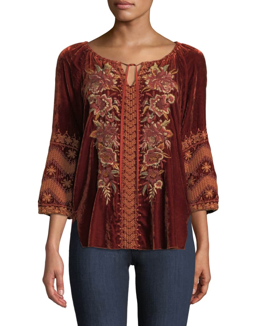Johnny was elim velvet peasant blouse clearance
