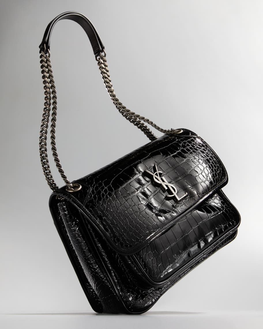 Saint Laurent Niki Medium Monogram YSL Croco Shoulder Bag Neiman Marcus