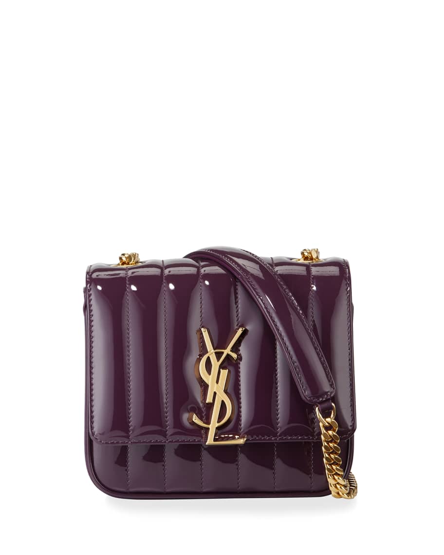 Saint Laurent Vicky Black Camera Bag in Quilted Patent Leather