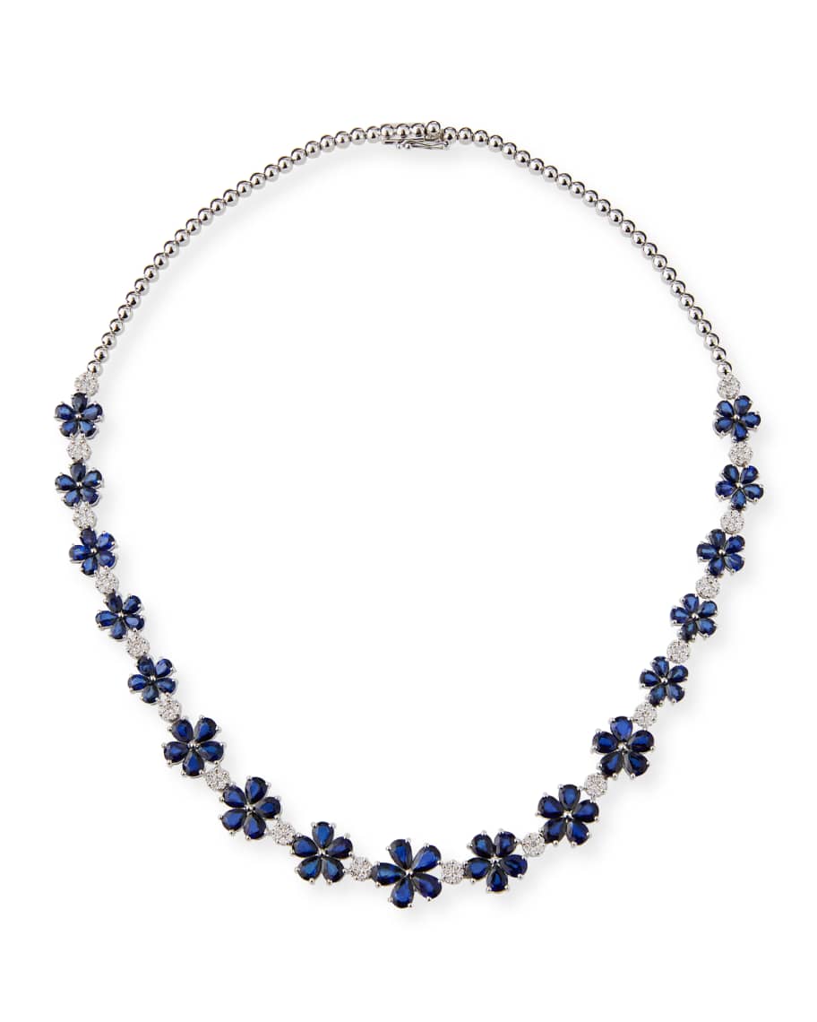 Zydo 18k White Gold Sapphire Flower Necklace Neiman Marcus 