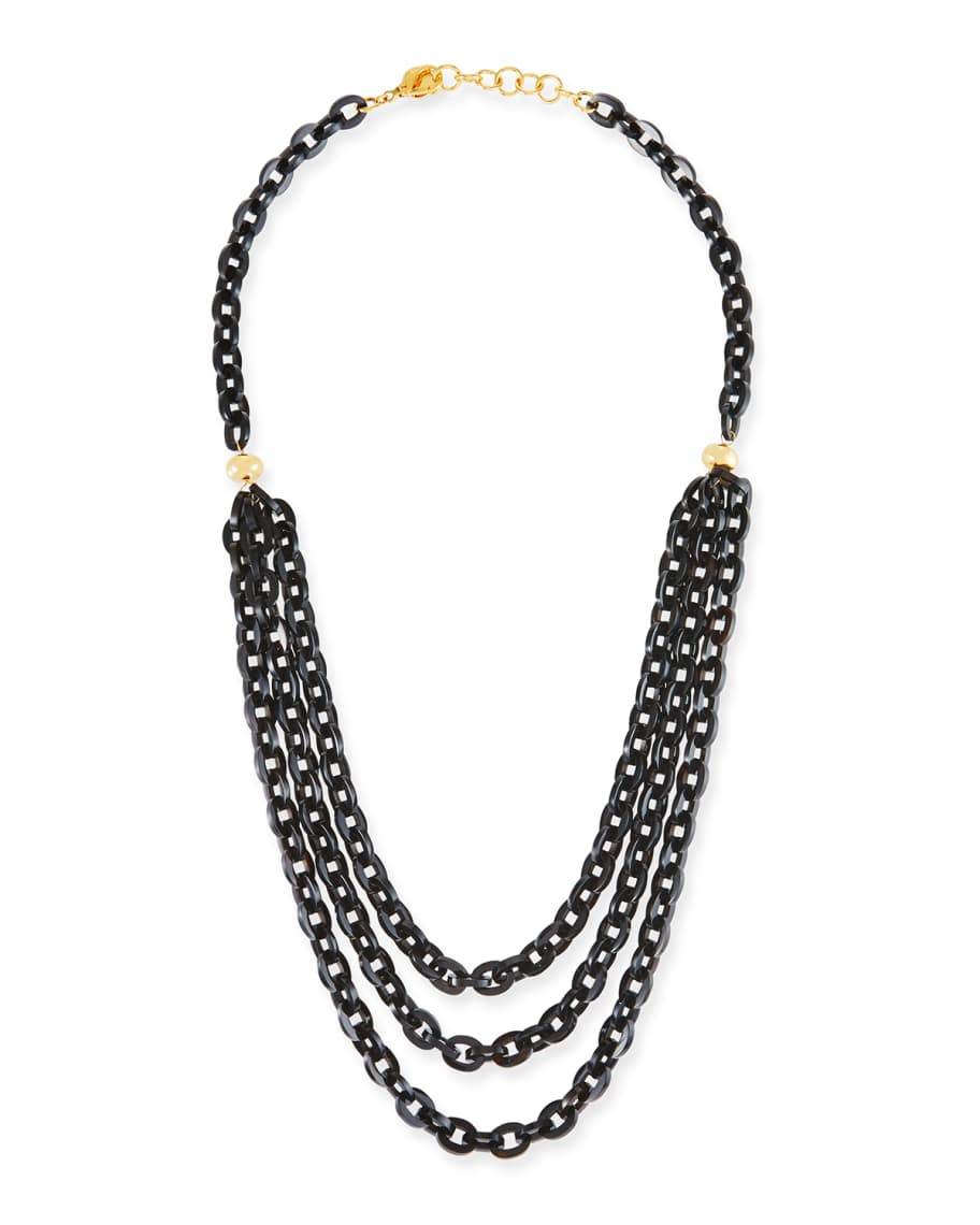 NEST Jewelry Multi-Strand Necklace w/ Black Horn, 38