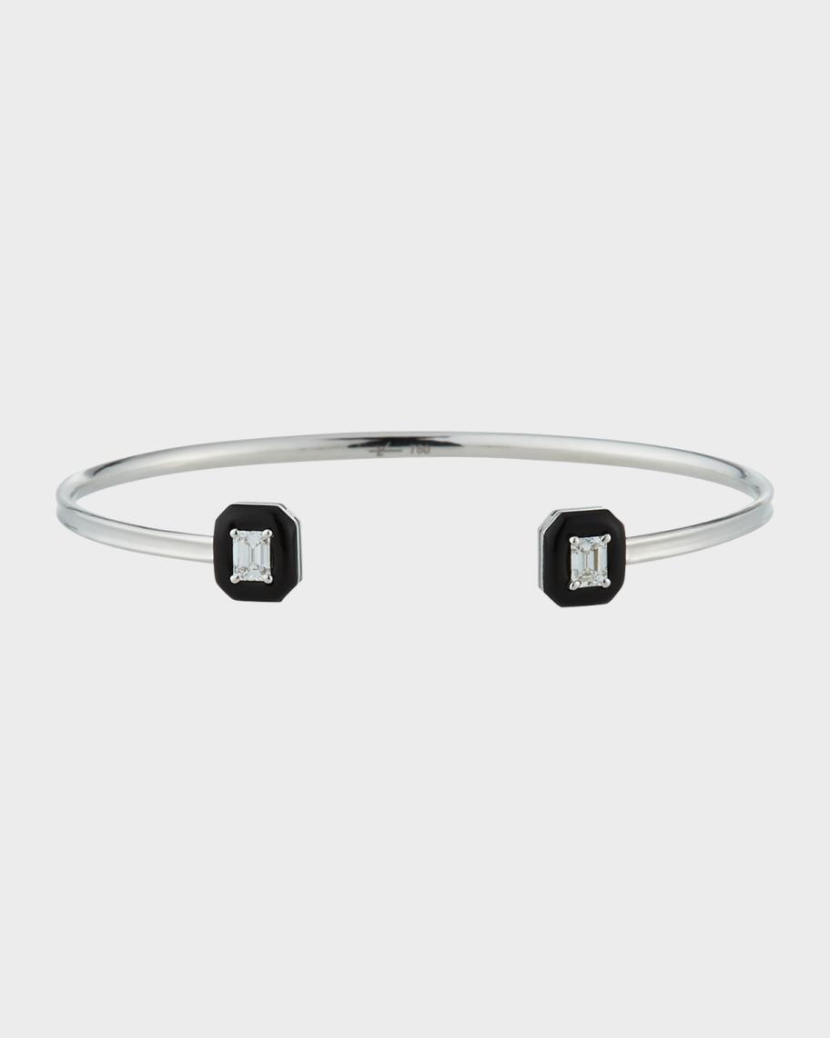 Nikos Koulis Oui 18k White Gold Diamond & Black Enamel Octagon Bangle ...
