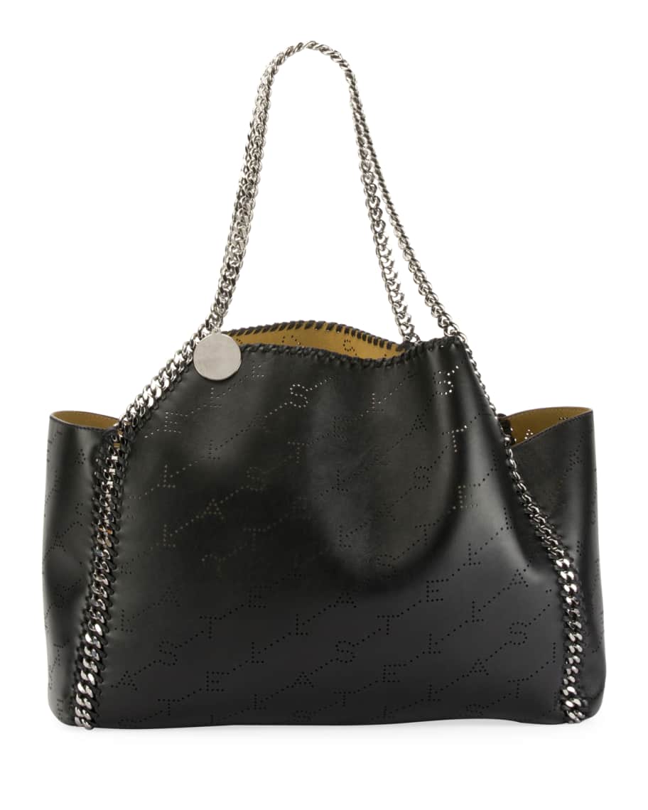 Women Black Falabella Mini Velvet and Crystal Chain Shoulder Bag