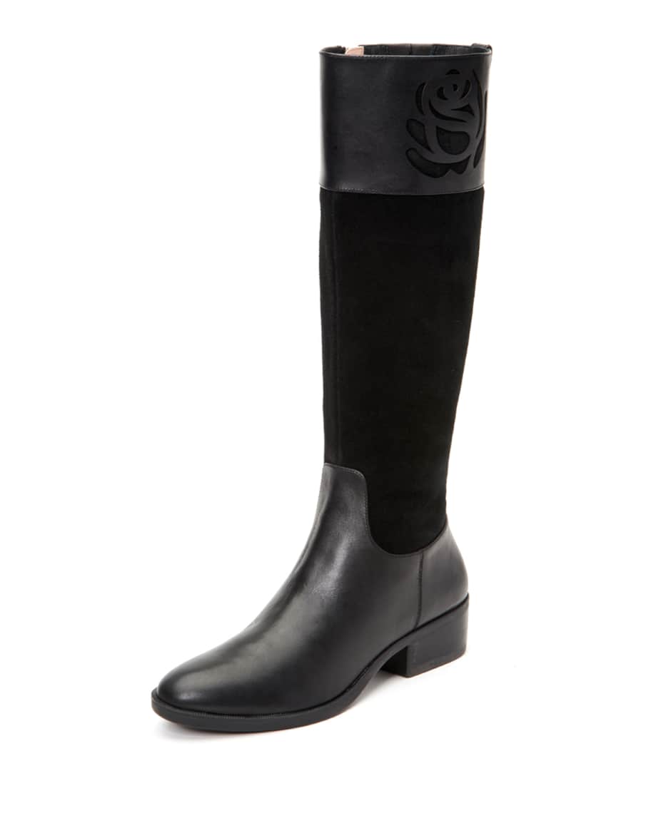 Taryn Rose Georgia Tall Leather Suede Riding Boots Neiman Marcus