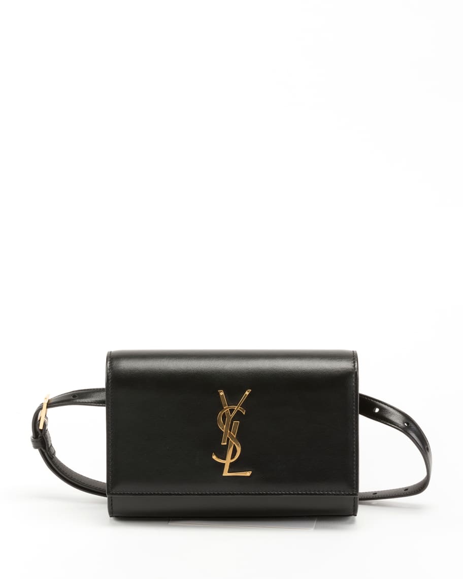 Saint Laurent Kate Belt Bag in Grain de Poudre-Embossed Leather - Black - Women - 85