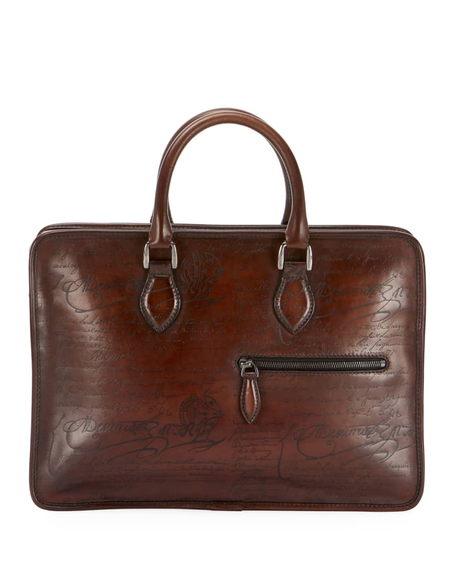 Berluti Men's Un Jour Mini Scritto Leather Briefcase | Neiman Marcus
