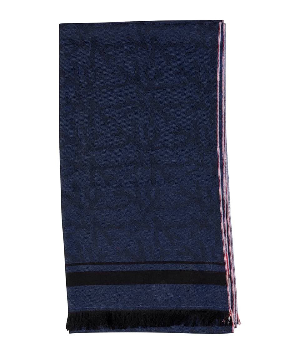 Isaia Men's Cashmere Striped-Trim Scarf | Neiman Marcus