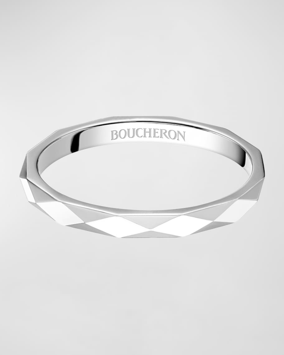 Boucheron Facette Small Platinum Wedding Band Ring EU 46 US