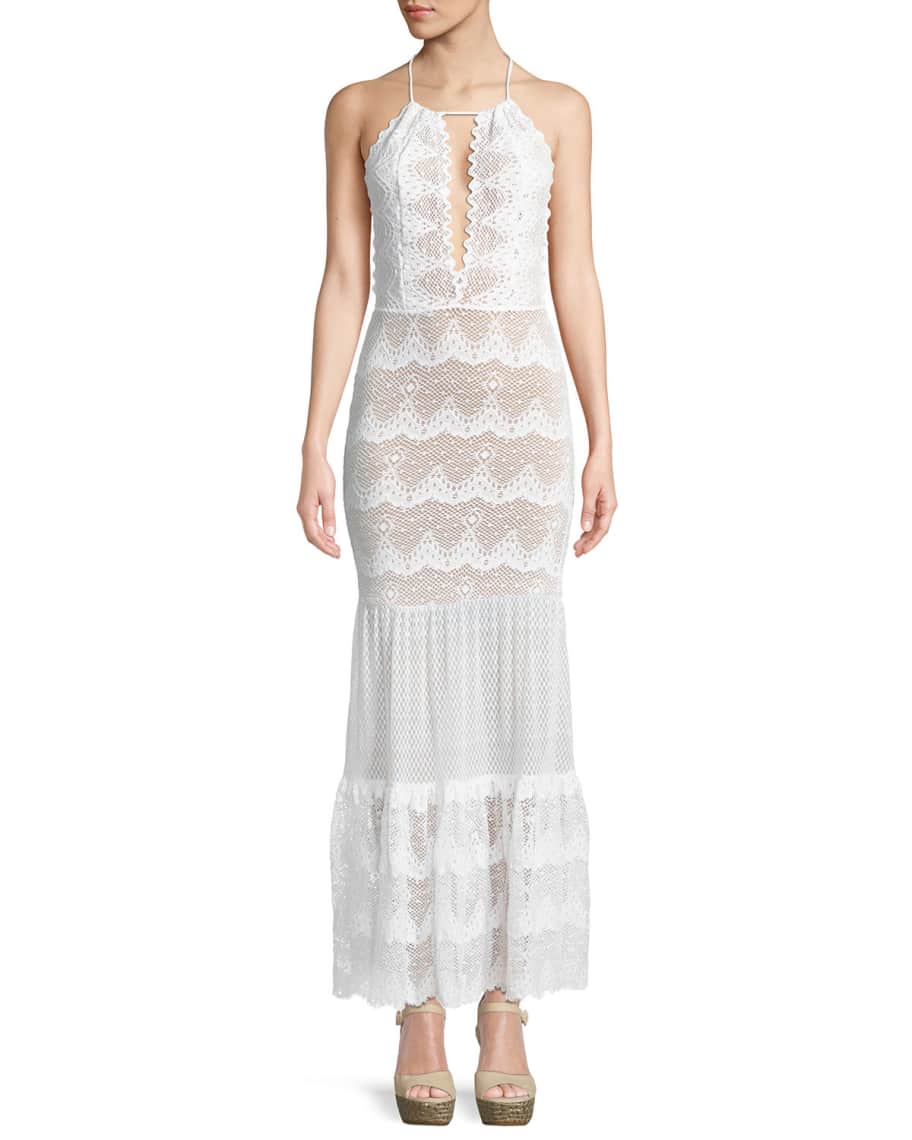 Nightcap Clothing Belle Nuit Halter Gown in Lace | Neiman Marcus