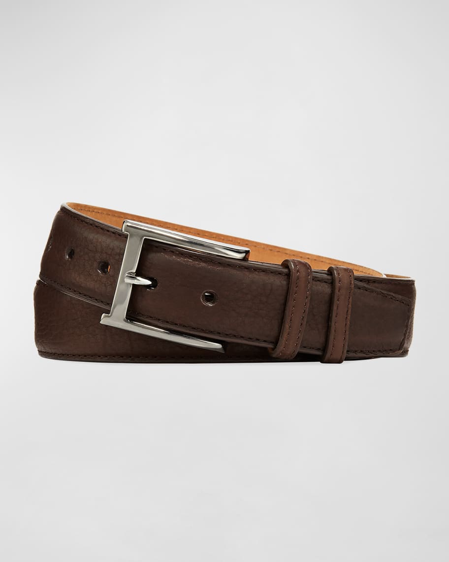 W. Kleinberg Pebbled Bison Leather Belt | Neiman Marcus