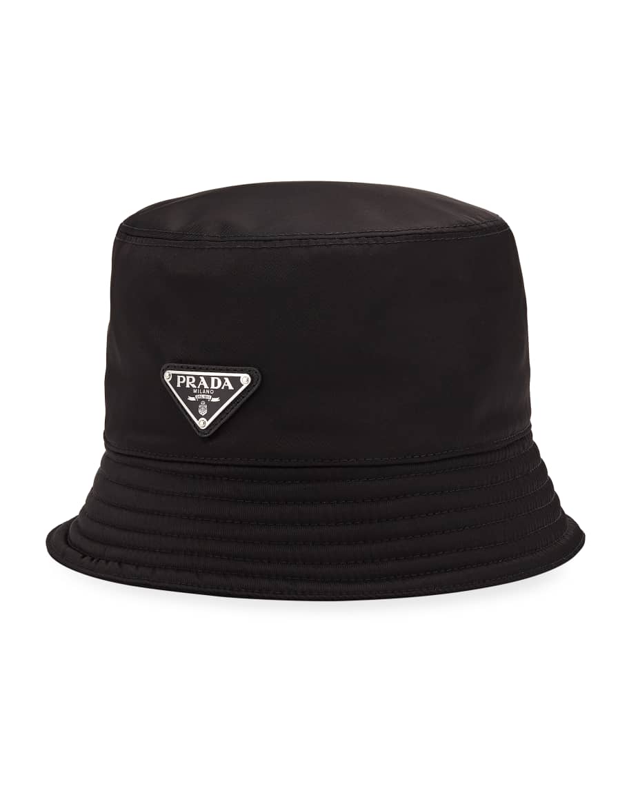 Prada Men's Nylon Bucket Hat with Logo | Neiman Marcus