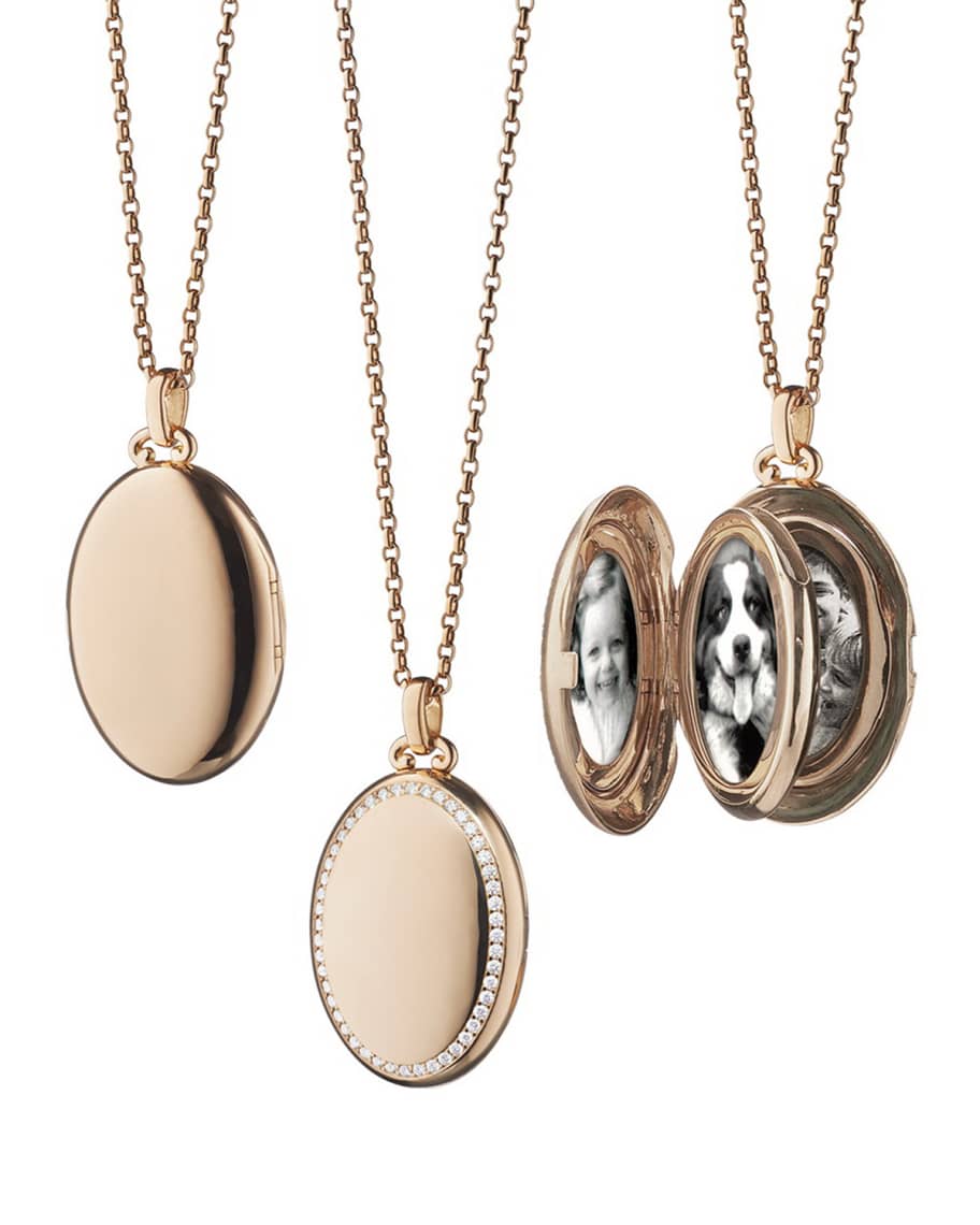 Monica Rich Kosann 18k Rose Gold & Diamond Locket Necklace | Neiman Marcus
