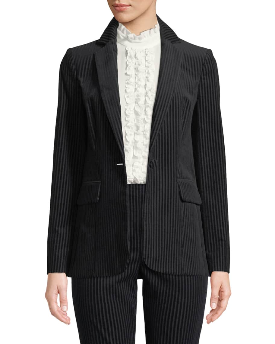 FRAME Fine Variegated One-Button Blazer Jacket | Neiman Marcus