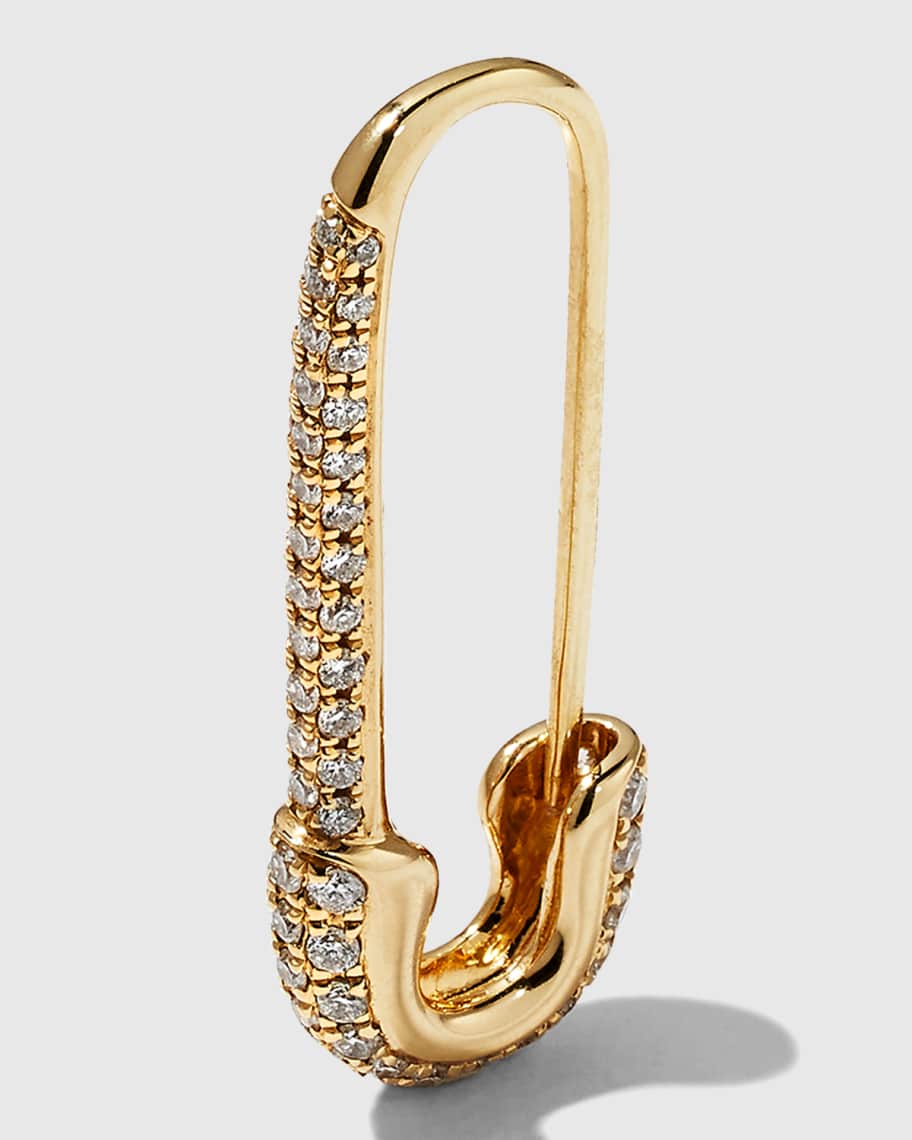 Anita Ko 18K Yellow Gold Diamond Safety Pin Earring, Single, Left, Earrings Diamond Earrings