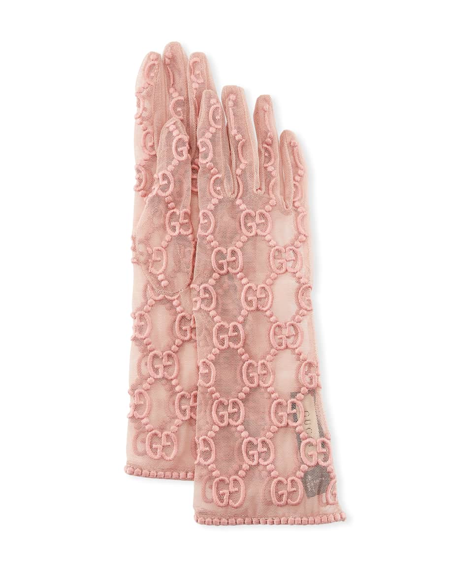 Gucci Silk Tulle GG Motif Gloves | Neiman Marcus