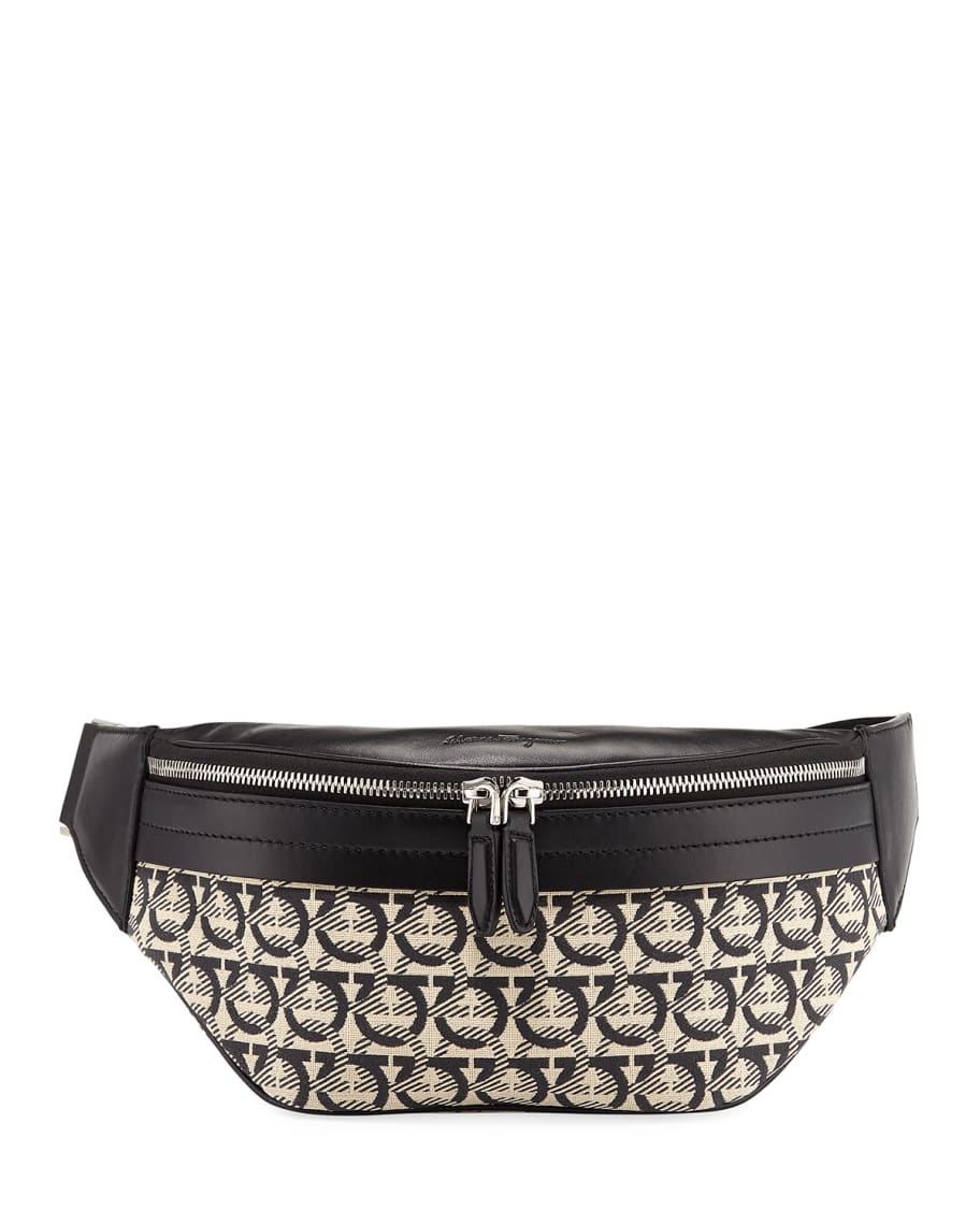 Ferragamo Men s Gancini Jacquard Canvas Belt Bag Fanny Pack Neiman Marcus