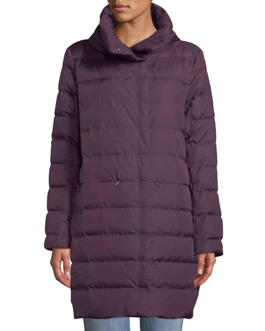 Eileen Fisher Quilted Stand Collar Cocoon Coat Neiman Marcus