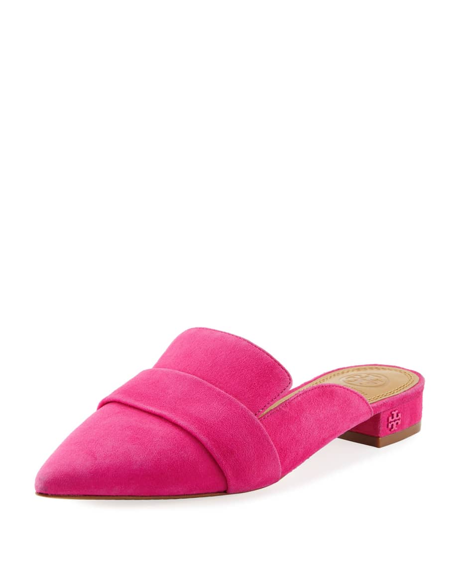 Tory Burch Rosalind Pointed-Toe Suede Mules | Neiman Marcus