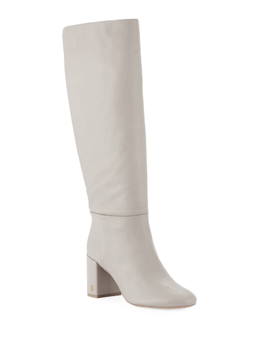 Tory Burch Brooke Slouchy Leather Block-Heel Knee Boots | Neiman Marcus