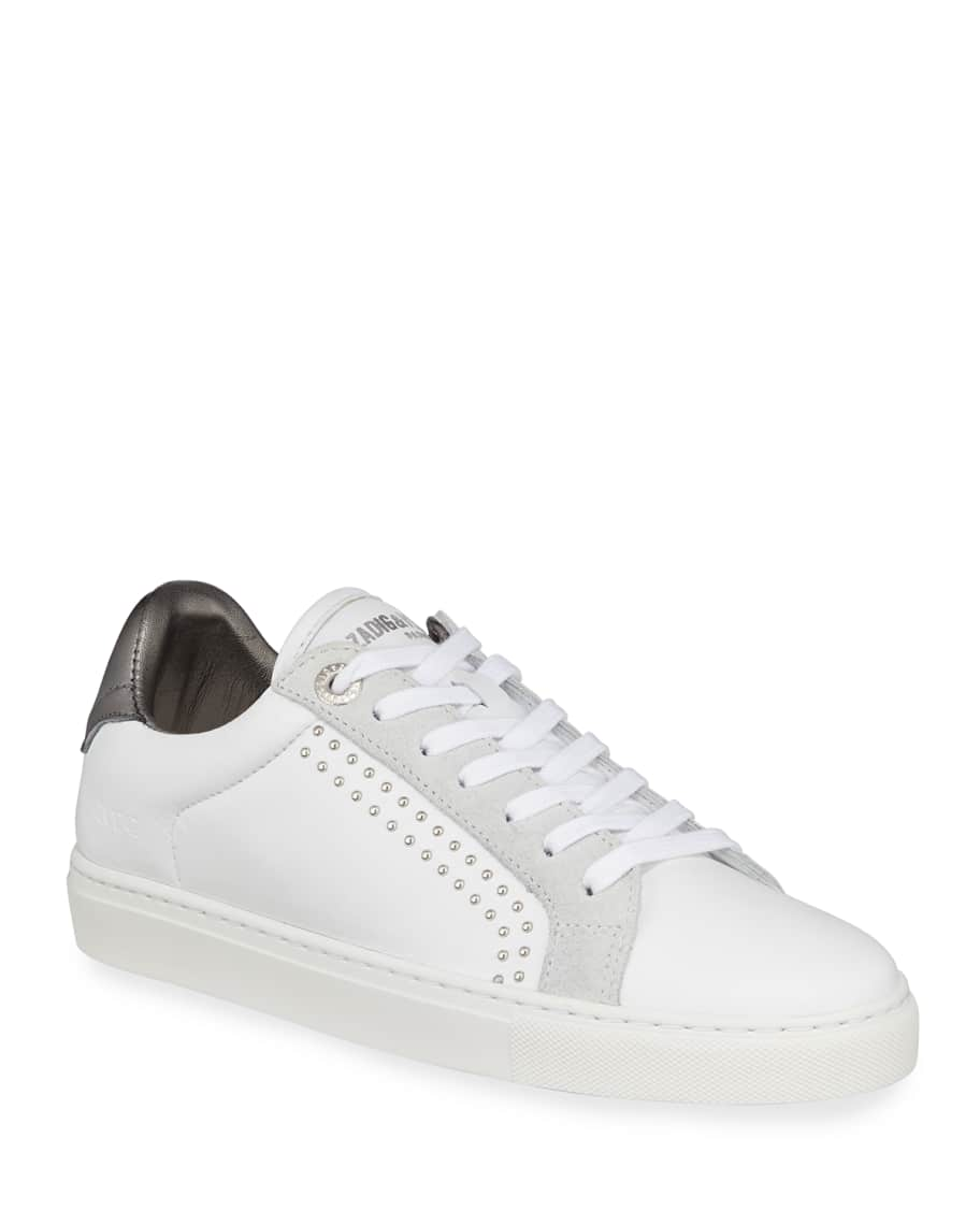 Zadig & Voltaire ZV1747 Studded Leather Low-Top Sneakers | Neiman Marcus