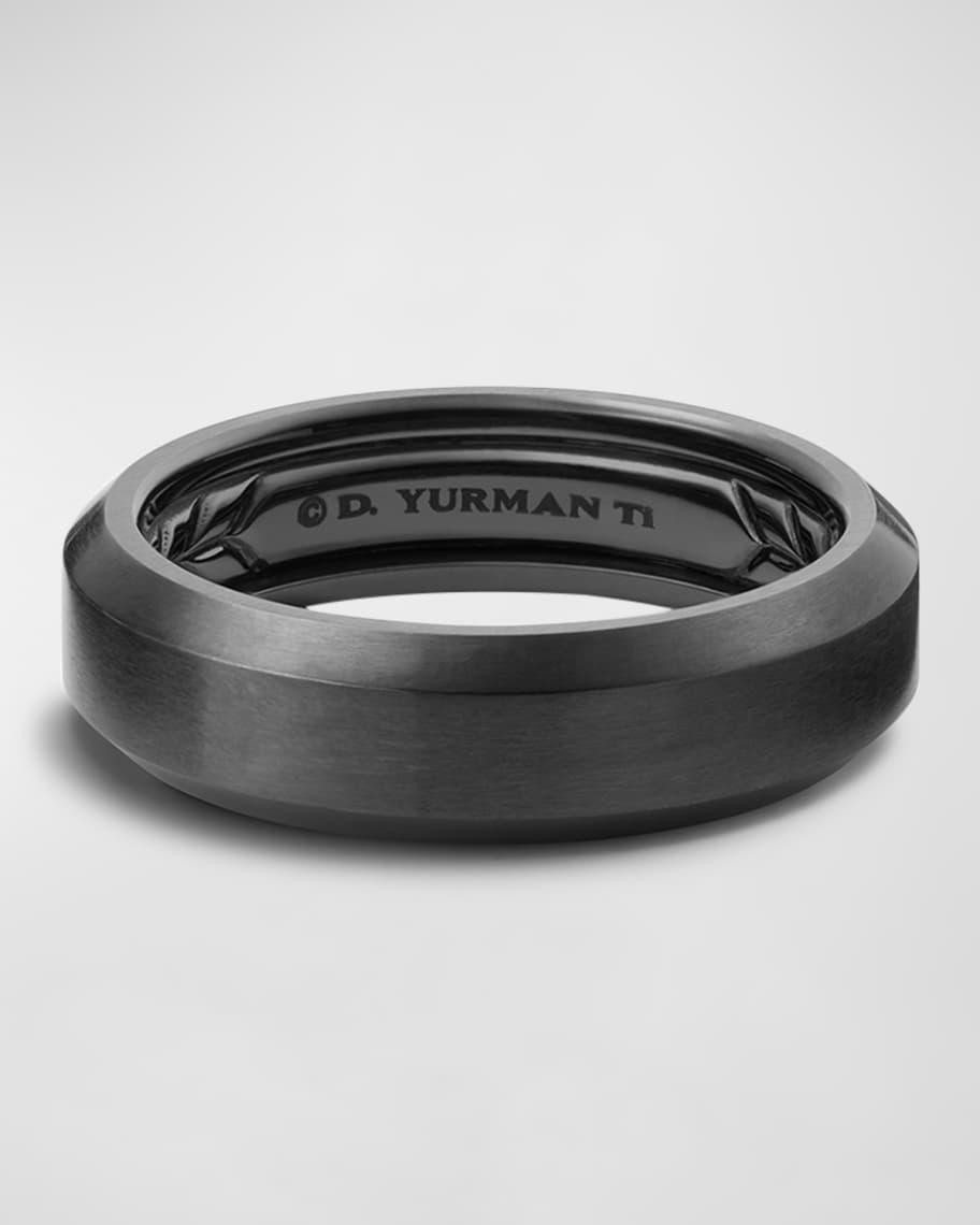 David Yurman Men's Beveled Band Ring in Titanium, 6mm | Neiman Marcus