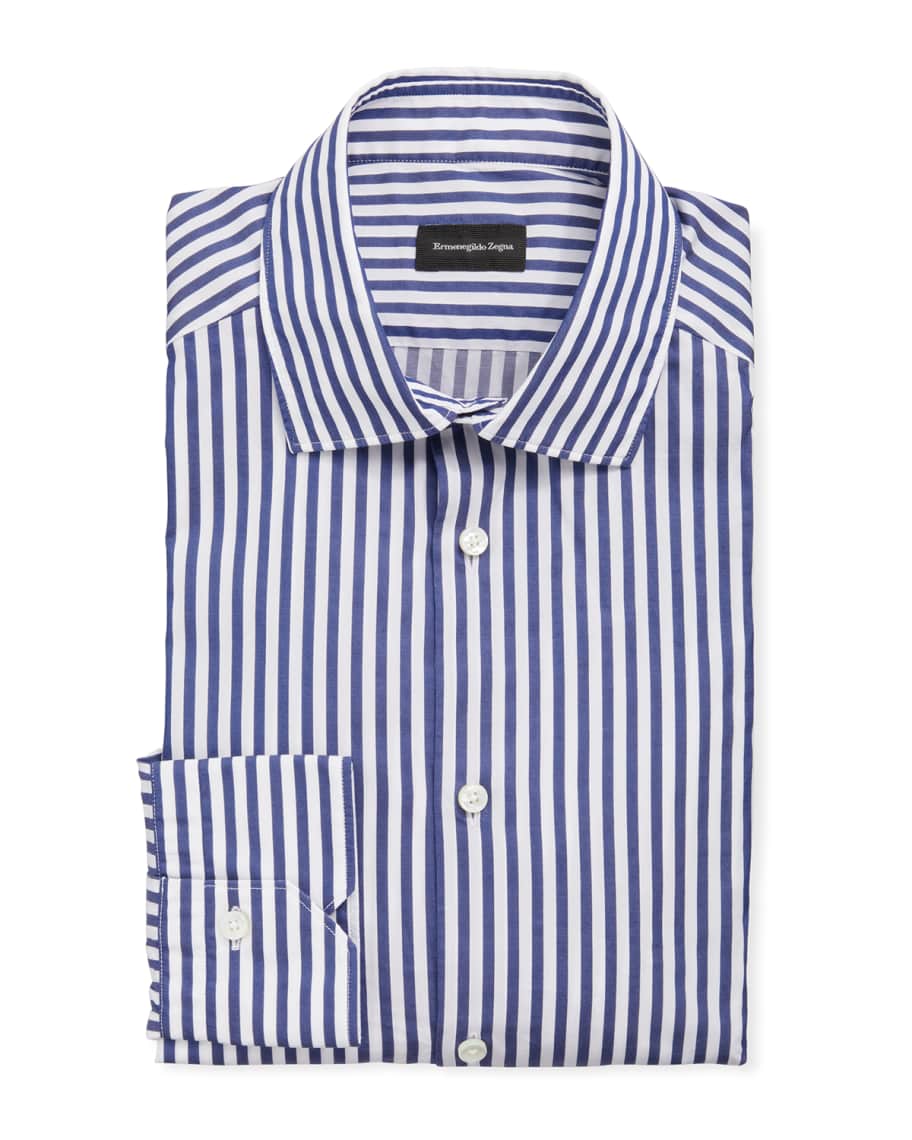ZEGNA Men's Washed Bengal Stripe Dress Shirt | Neiman Marcus