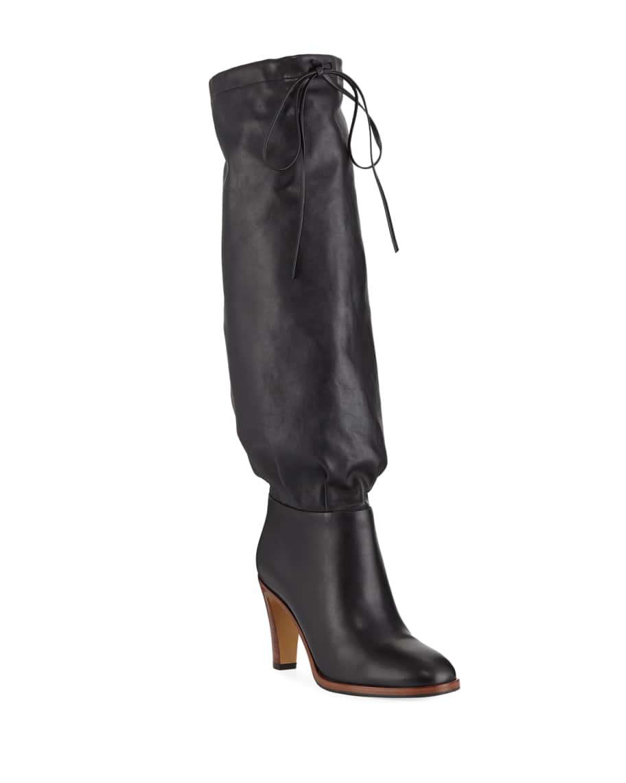 Gucci Leather Self-Tie Knee Boots | Neiman Marcus