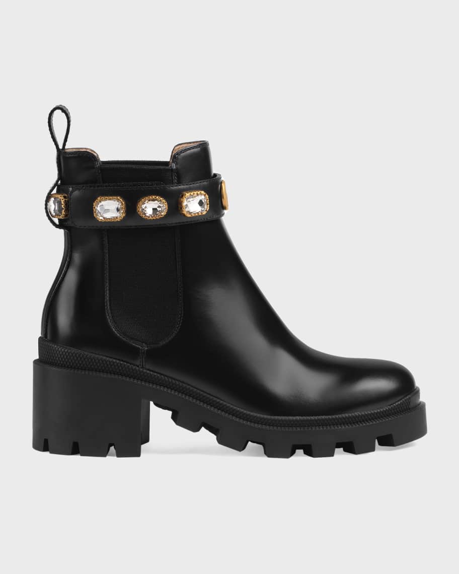 Gucci Trip Leather Chelsea Boots | Neiman Marcus