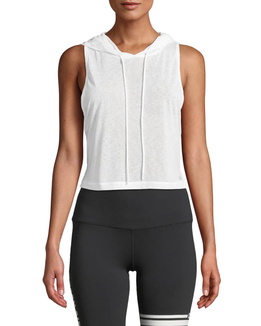 Alo Yoga Arrow Sheer Crop Tank Hoodie Neiman Marcus